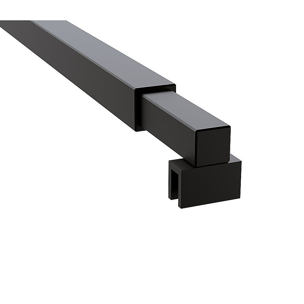 80cm Reeded Single Shower Glass Screen with Black F-brackets & Square Pole