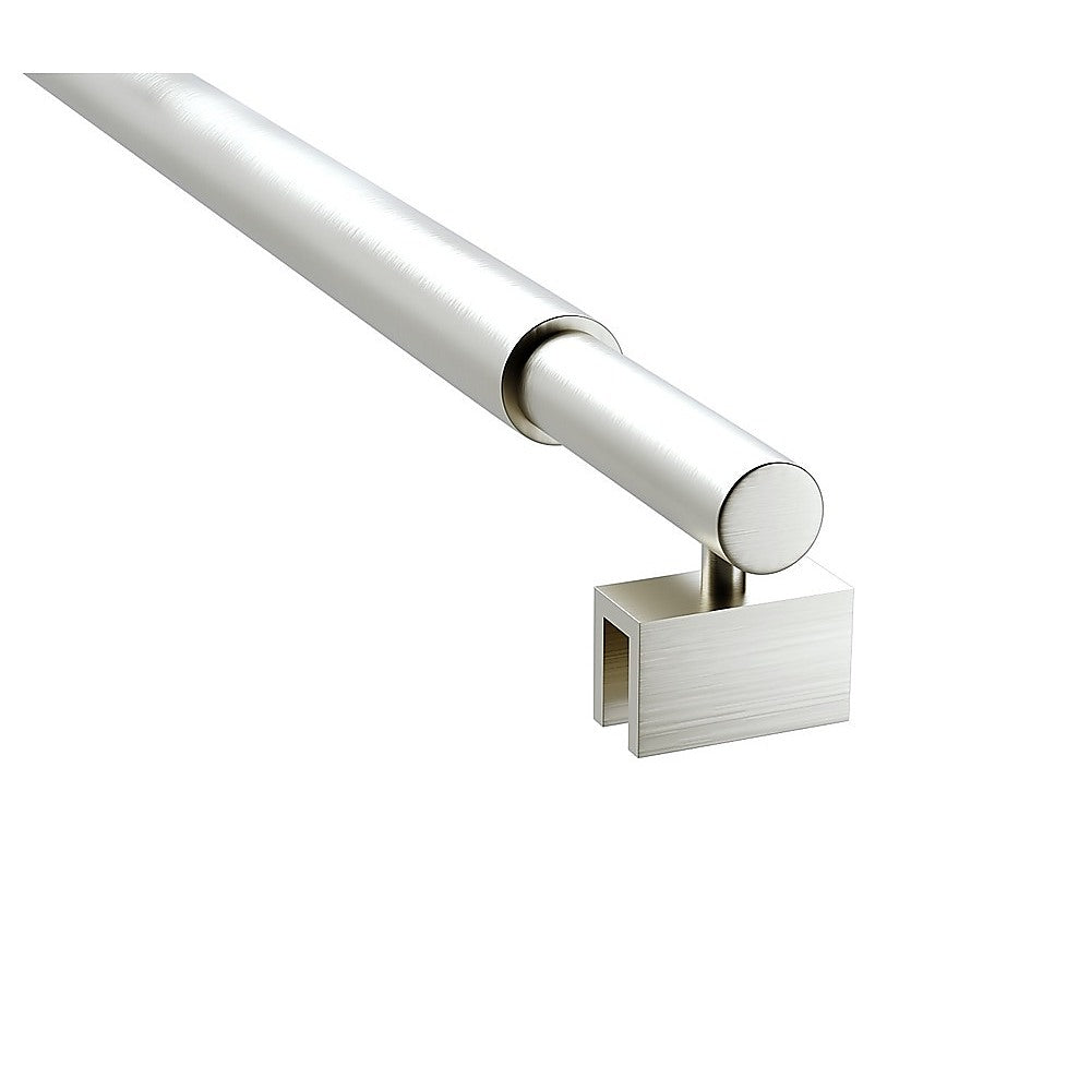 80cm Reeded Glass Shower Screen with Nickel F-Brackets and Round Pole