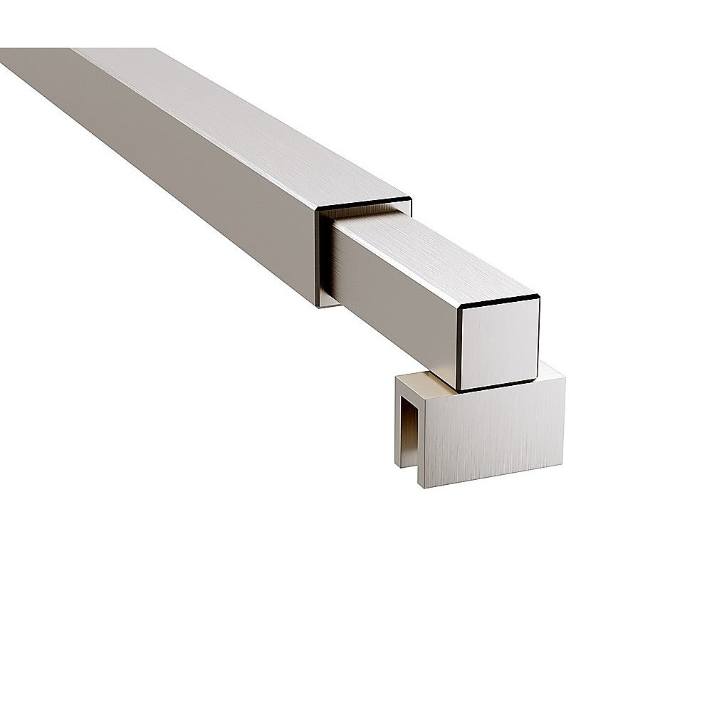 90cm Reeded Glass Shower Screen with Nickel F-Brackets and Square Pole