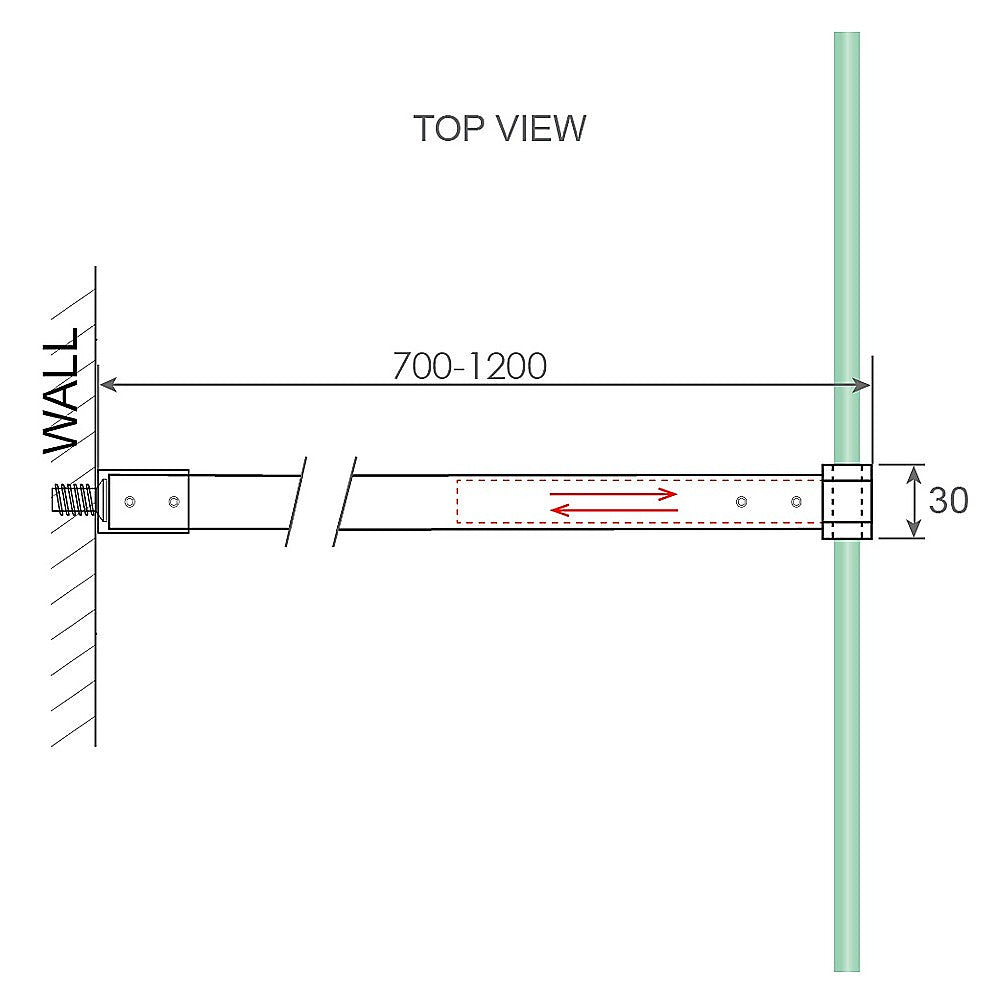 90cm Reeded Glass Shower Screen with Nickel F-Brackets and Square Pole