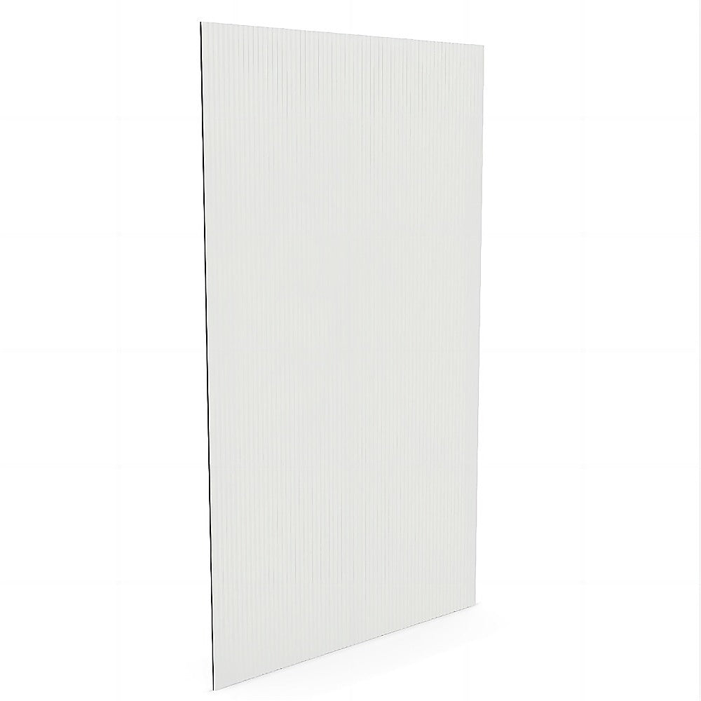 120cm Reeded Glass Shower Screen with White Wall & Floor U Brackets