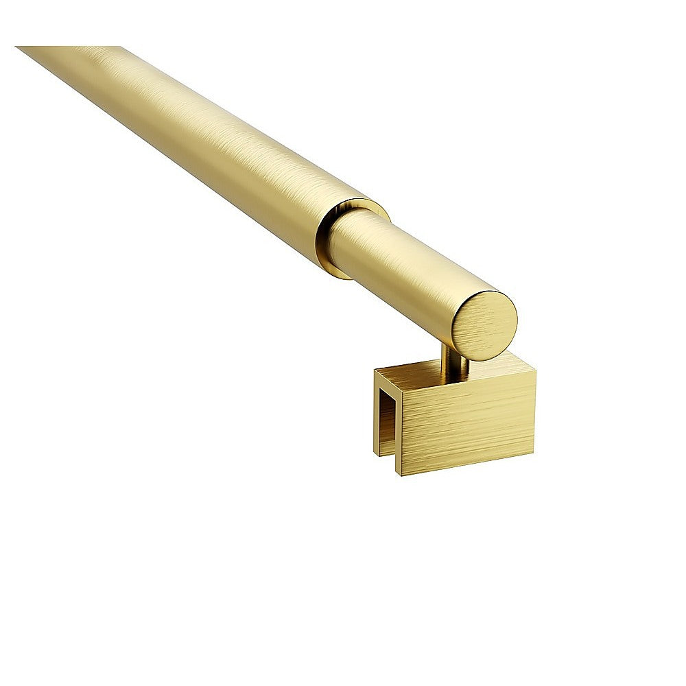 110cm Reeded Single Shower Glass Screen with Gold Wall Channel & Round Pole