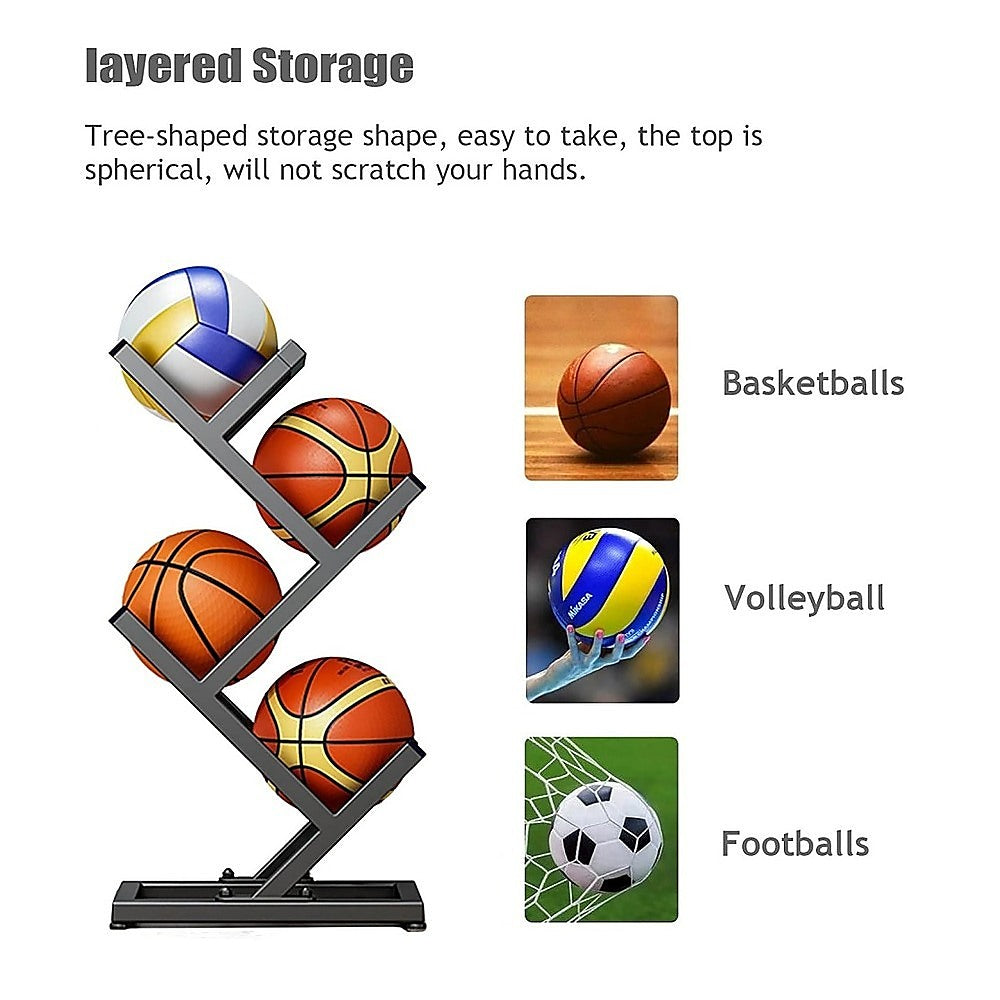 Ball Trolley Rack Display Stand For Basketball Football Storage Heavy Duty Rolling Organiser For Sports Equipment