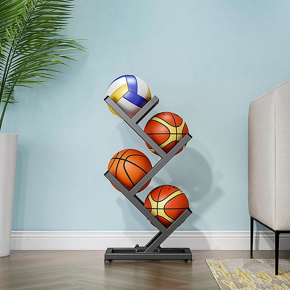 Ball Trolley Rack Display Stand For Basketball Football Storage Heavy Duty Rolling Organiser For Sports Equipment