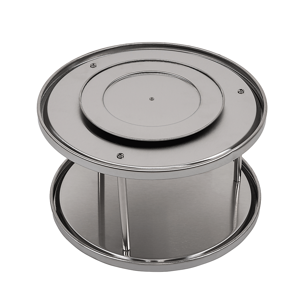 2-Tier Rack Lazy Susan Organiser Steel Kitchen Pantry Cabinet Storage