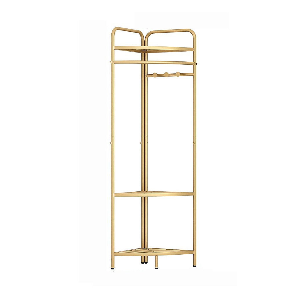 Corner Gold Clothing Rack ??Stylish Clothes Storage Stand for Bedroom & Wardrobe