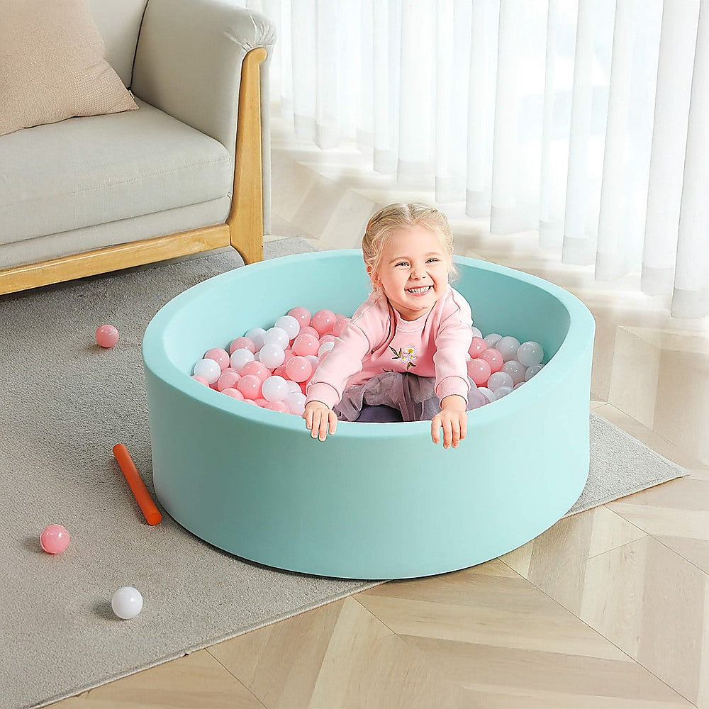 Round Ball Pit Playpen Enclosure Safe Blue Play Area for Babies and Toddlers, Indoor or Outdoor
