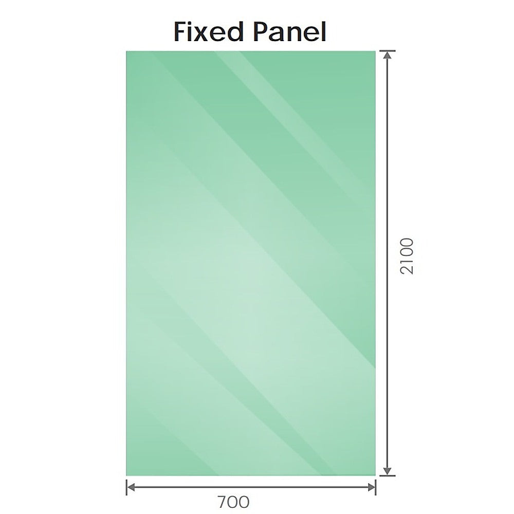 70x210cm Glass Shower Screen with White F-Brackets and Floor F-Bracket