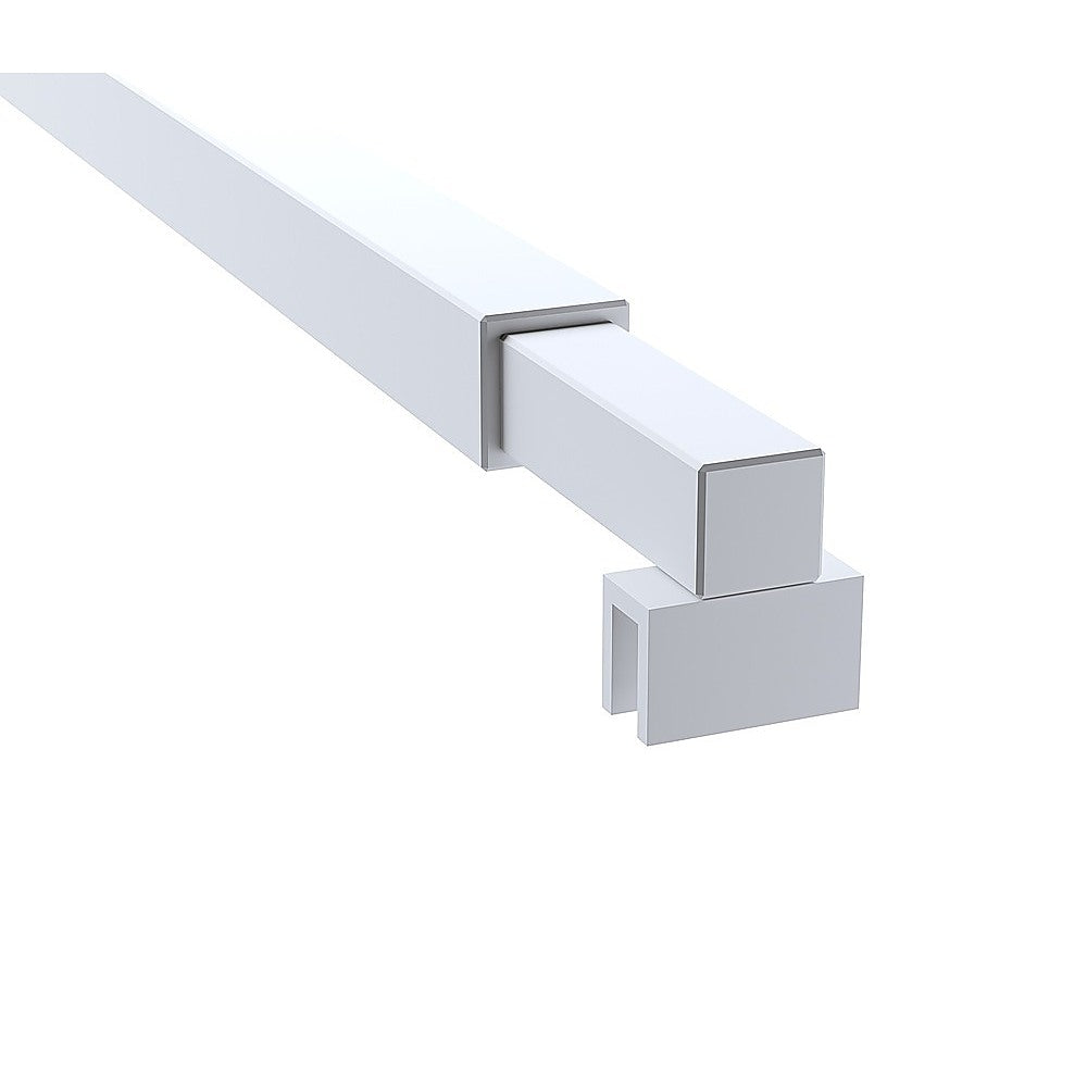 90x210cm Glass Shower Screen with White U-brackets & Square Pole
