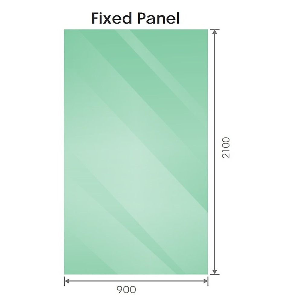 90x210cm Glass Shower Screen with Gold F-Brackets and Floor F-Bracket