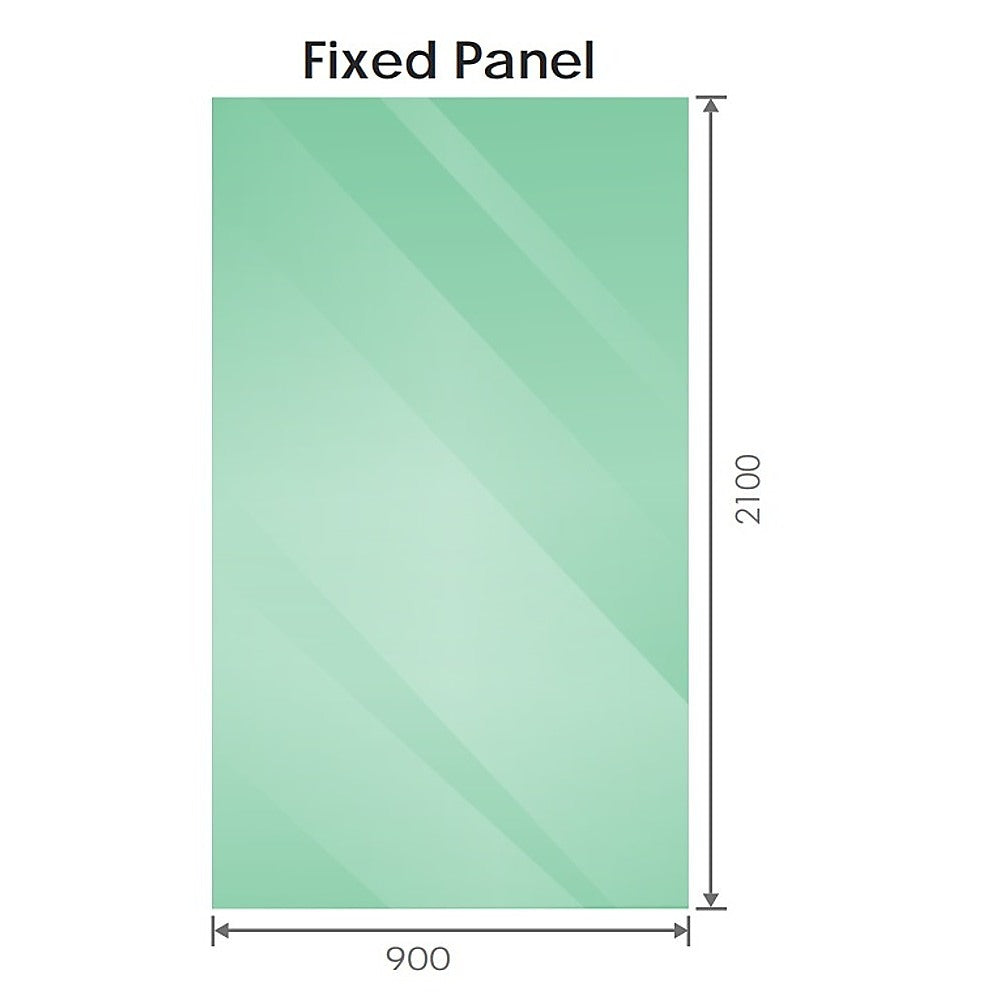 90x210cm Glass Shower Screen with White F-Brackets and Floor F-Bracket
