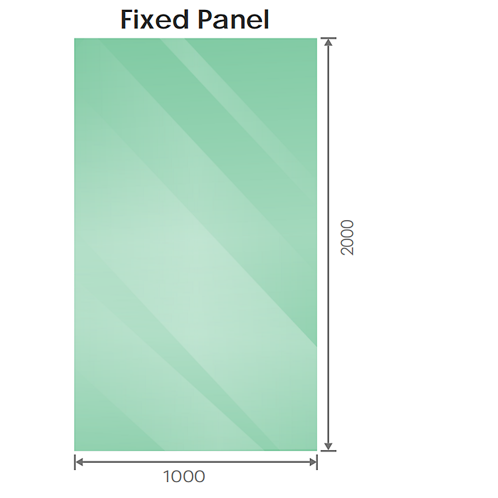 100x200cm Glass Shower Screen with Gunmetal F-Brackets and Floor F-Bracket