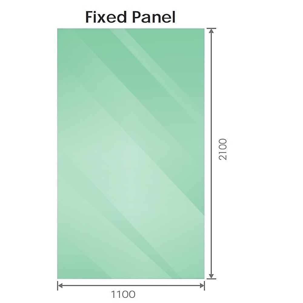 110x210cm Glass Shower Screen with White F-Brackets and Floor F-Bracket