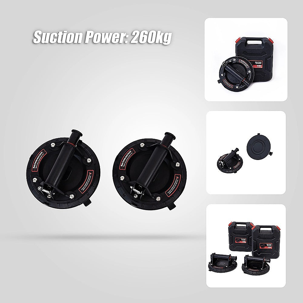 2x20cm 500kg Vacuum Suction Cup Glass Lifter Granite Sucker Pump Lift Heavy Duty