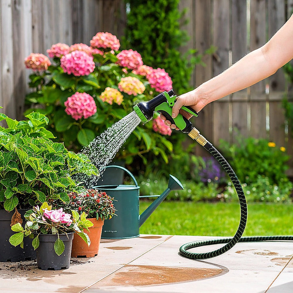 30m Garden Hose Strong Heavy Duty Expandable Flexible Hose Water Spray Nozzle