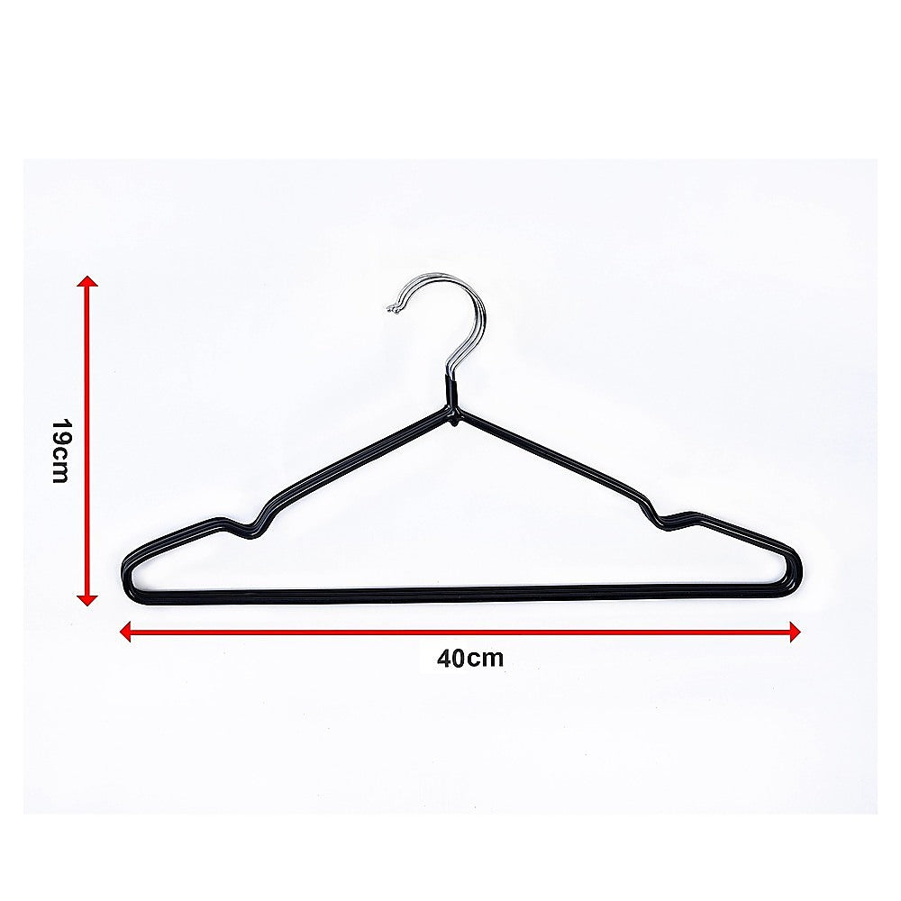 100x Metal Clothes Hangers Non Anti Slip Rubber Coated Wire Suit Coat Hanger