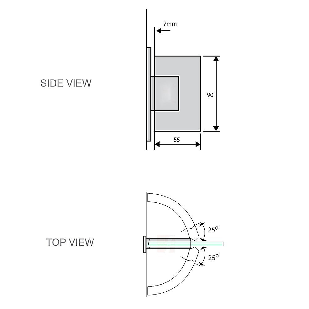 90° Stainless steel Glass Shower Door L-Hinge in Gunmetal