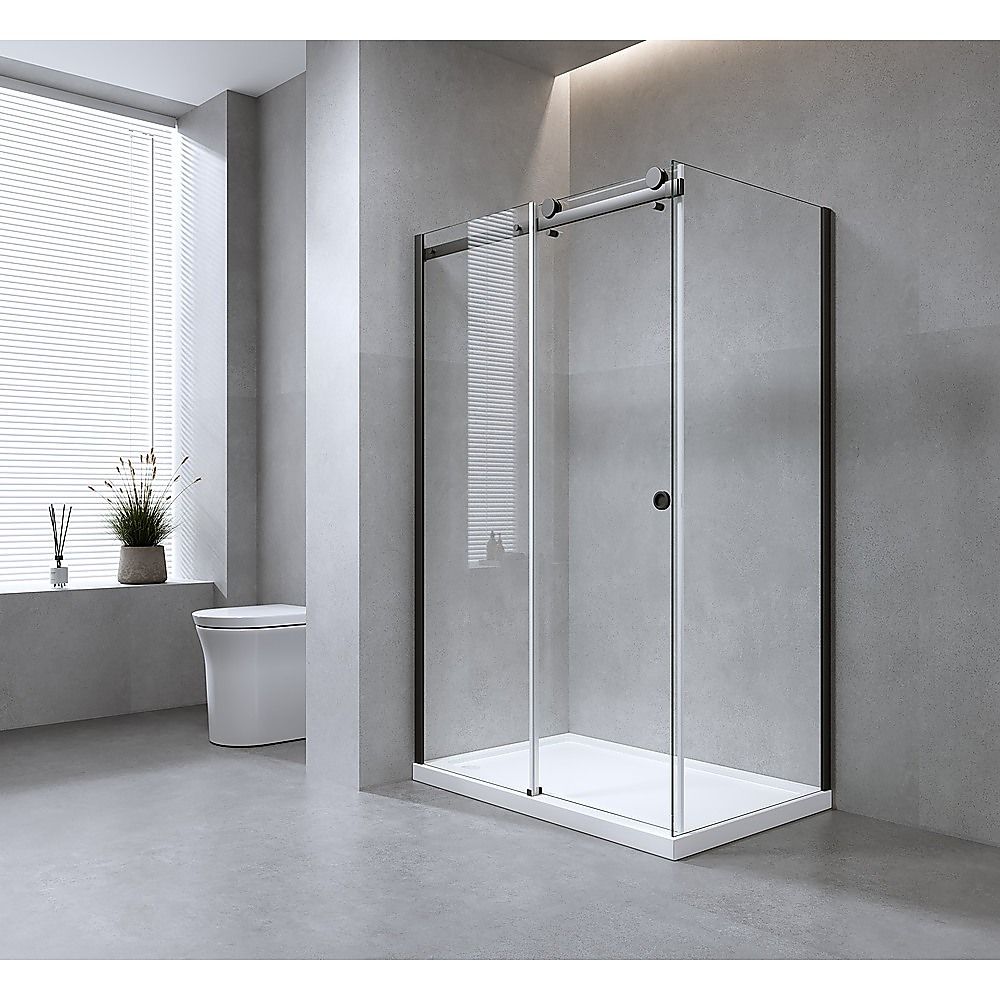 Frameless Glass Sliding Shower Door Hardware Rail Set Chrome