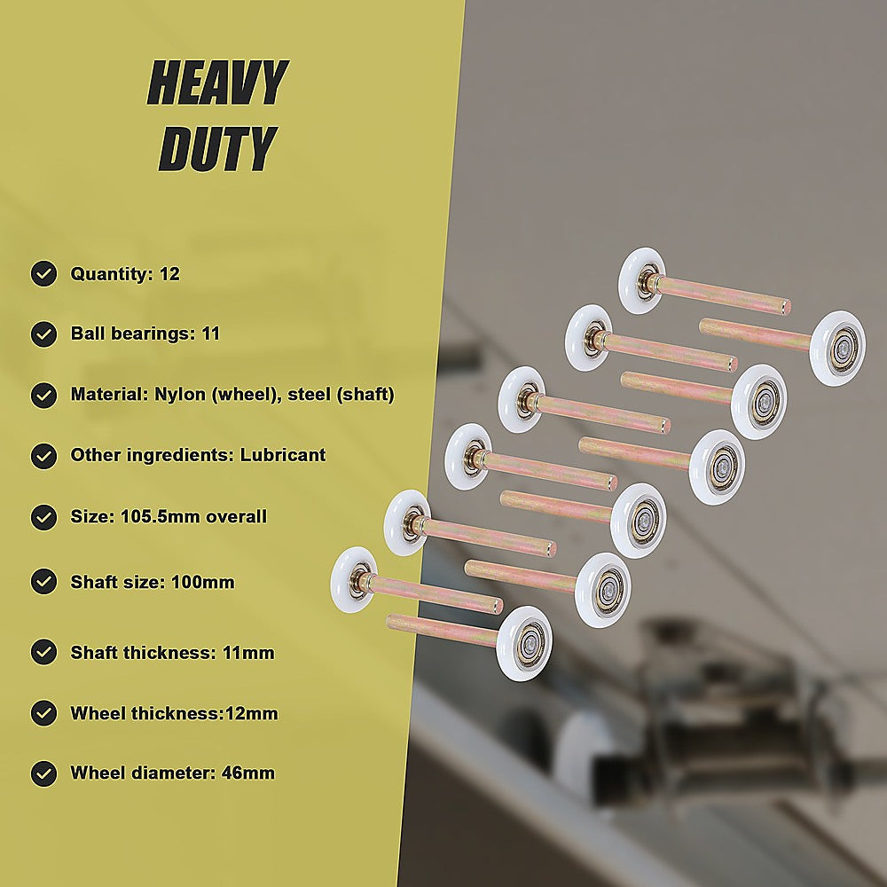 Garage Door Roller / Wheel / Heavy-duty 11 Ball Bearing 12 Pack