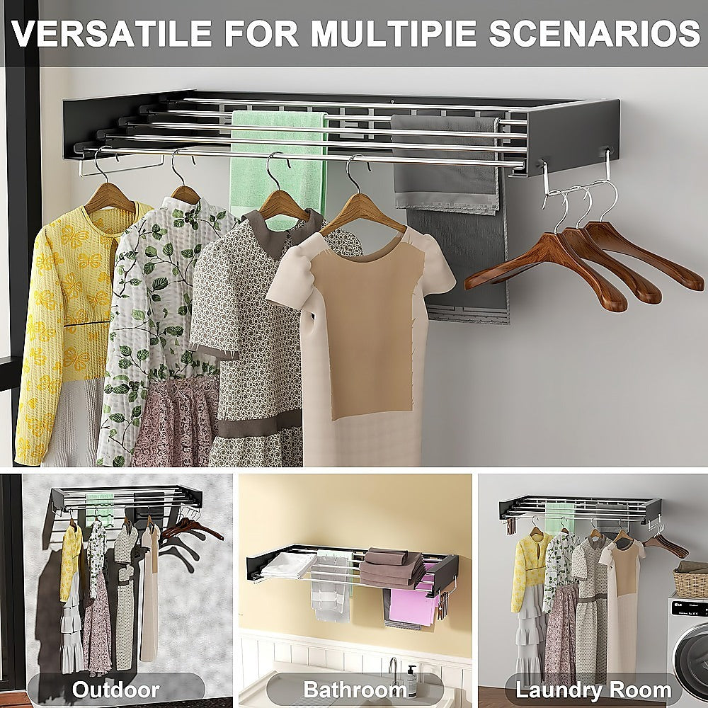 Collapsible Laundry Drying Rack ??Wall Mounted Clothes Airer for Indoor or Outdoor