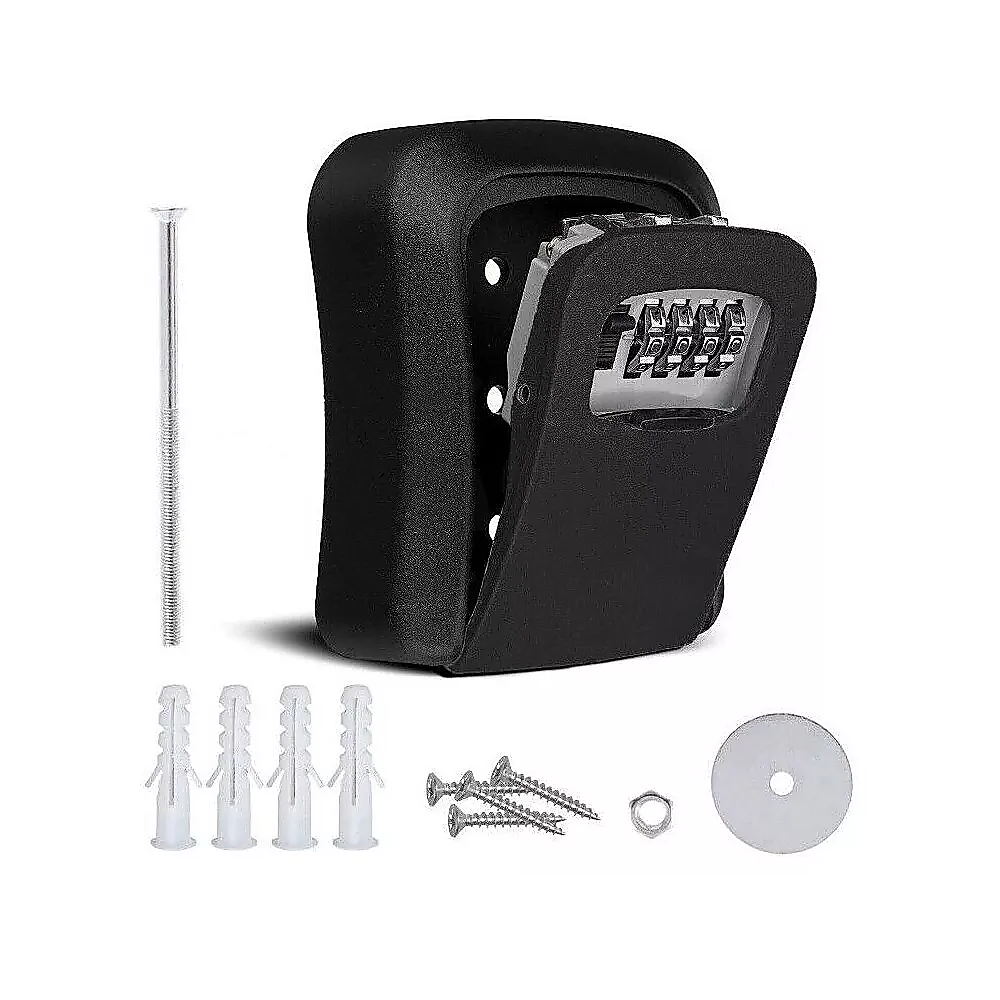 Lock Box Key Safe 4 Combination Outdoor Security Wall Mounted Weather Resistant Key Storage Box