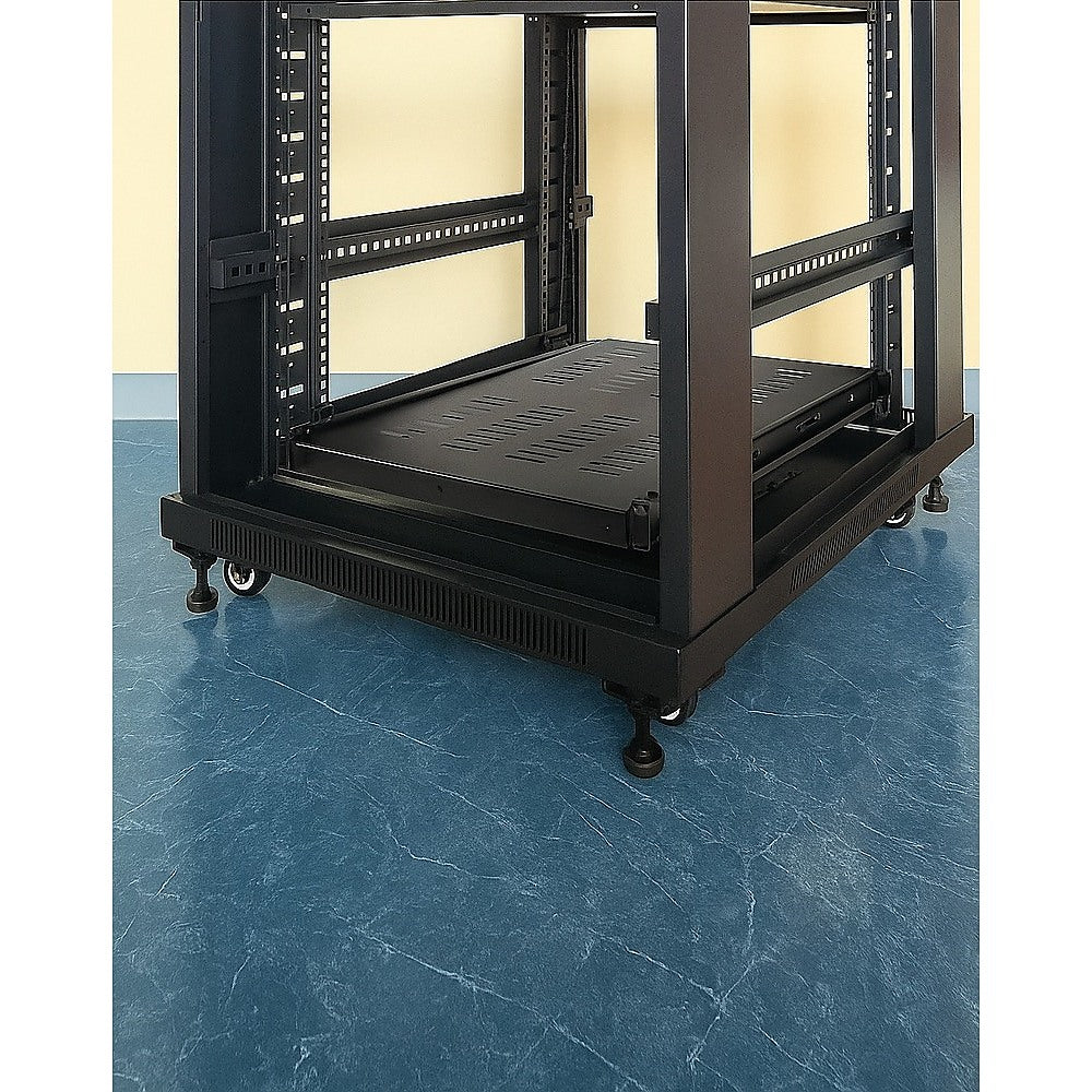 1U Sliding Server Rack Shelf 26 Inch Deep Vented for 19 Inch Cabinet