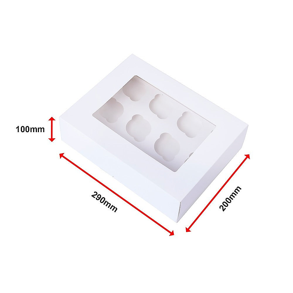 50pcs Cupcake Boxes 12-Hole Laminated Clear Window Face Boxes Favour