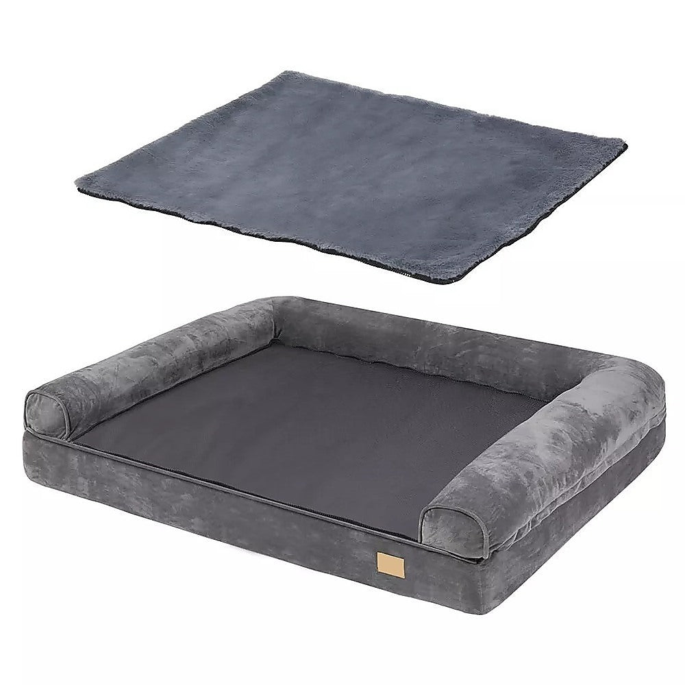 XL Large Orthopedic Dog Bed 3-Side Comfort Bolster Padded Calming Mattress Bed