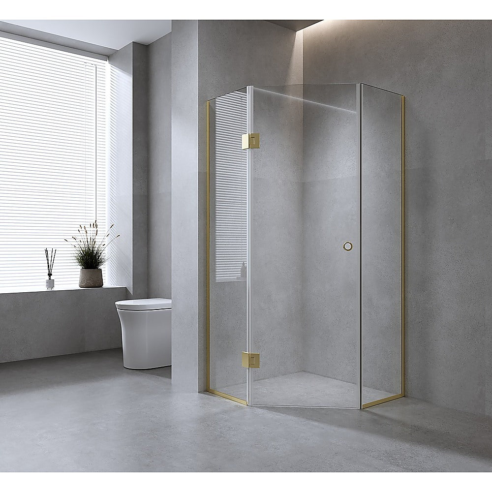 90cm Frameless Diamond Shower Screen with Chrome Channels and SS Hinges