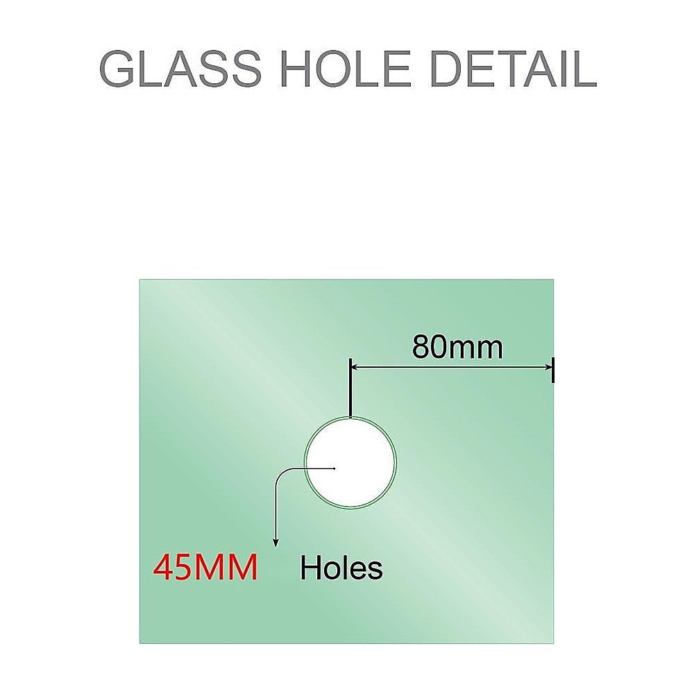 100cm Frameless Diamond Shower Screen with White Brackets and SS Hinges, Round Handle