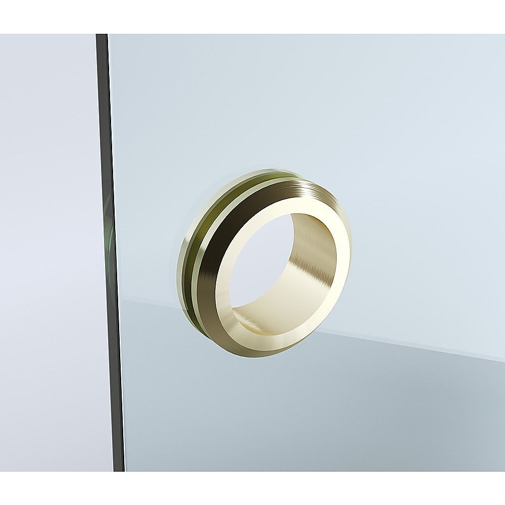 110cm Frameless Wall-to-Wall Shower Screen – Gold Wall Channel with Brass Hinges