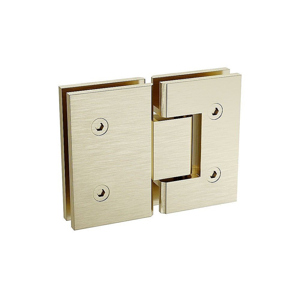 110x110cm Corner Frameless Shower Screen – Gold Wall Channel with Brass Hinges for Elegant Bathrooms