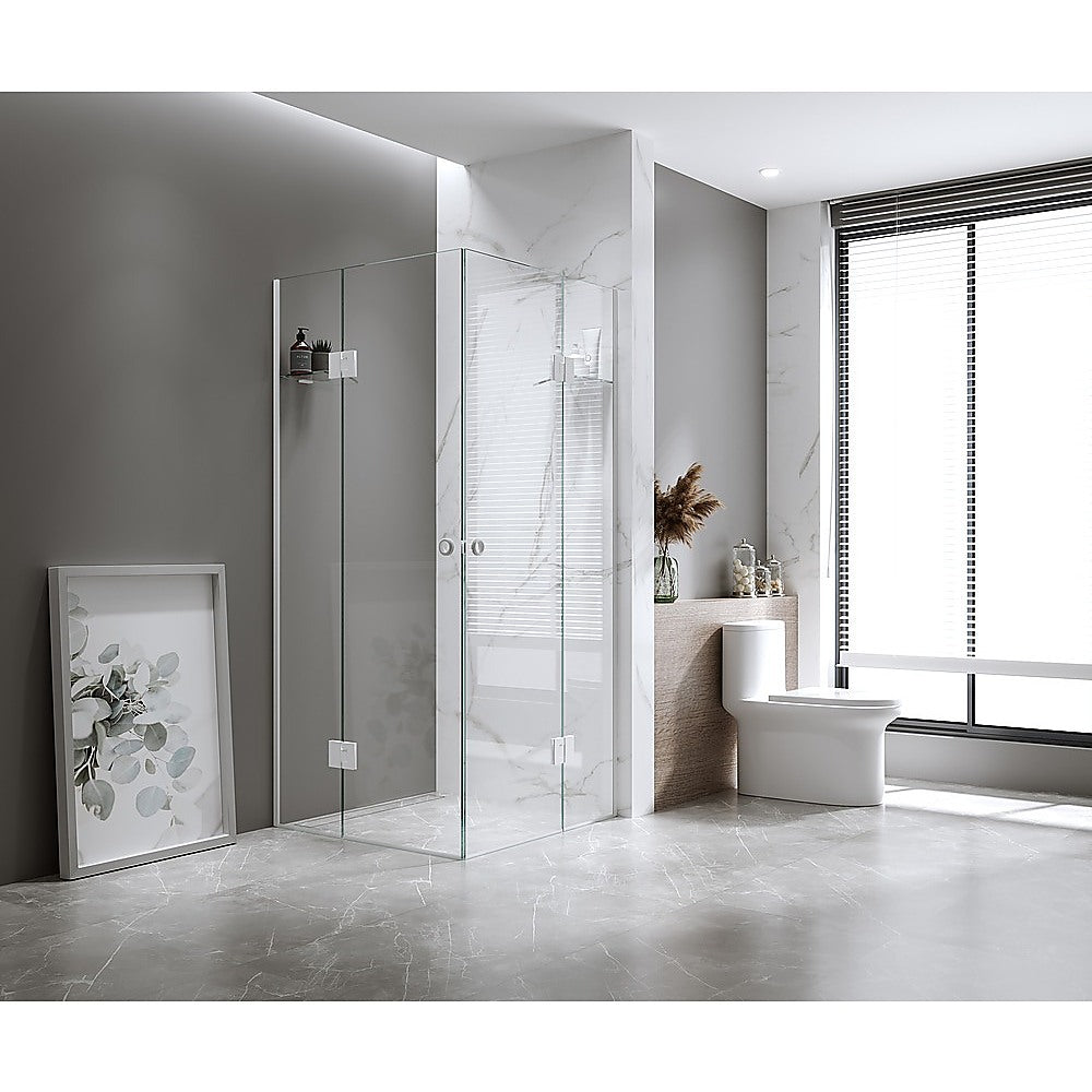 90x100cm Double Door Corner Shower with Chrome Channels and SS Hinges