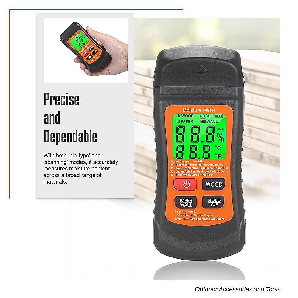 Moisture Meter Wood Masonry Wall & Other Materials Damp Meter Detector