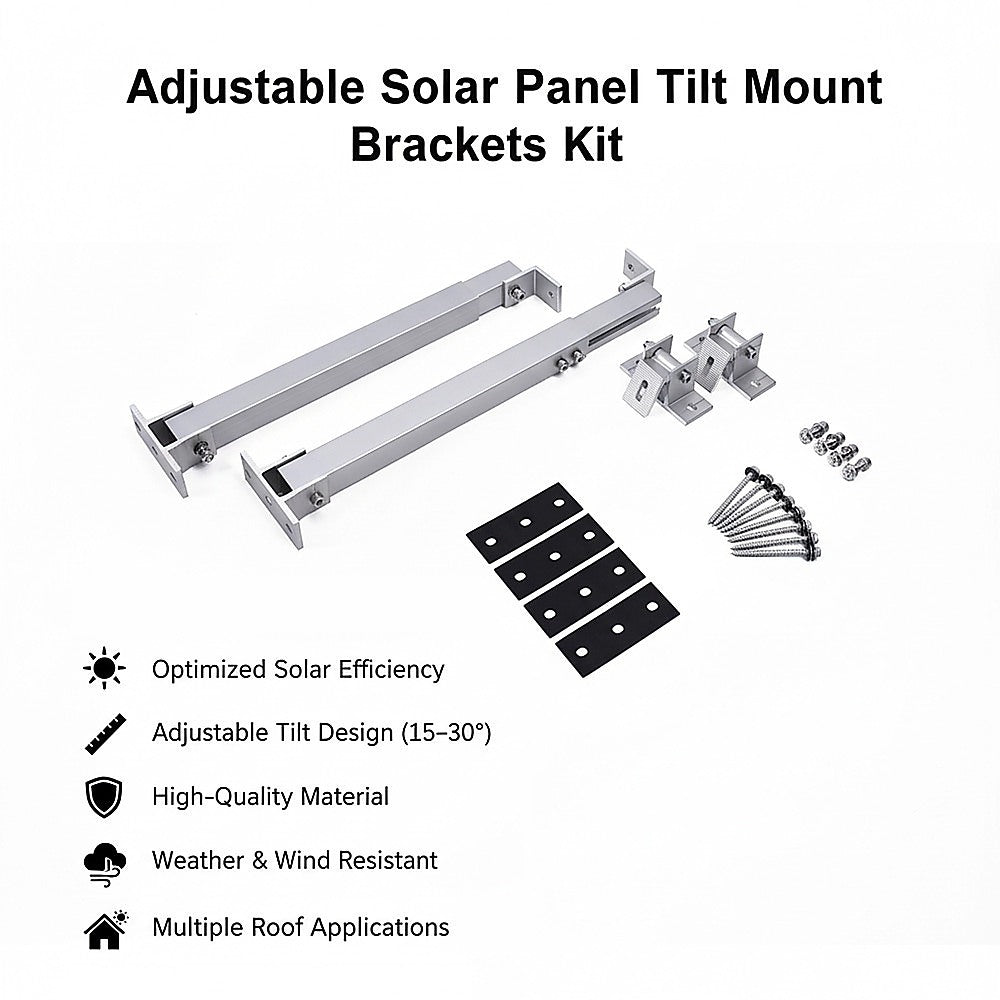 Adjustable Solar Panel Tilt Mount Brackets Kit ??Roof, Ground & Boat Mounting System for Secure Installation