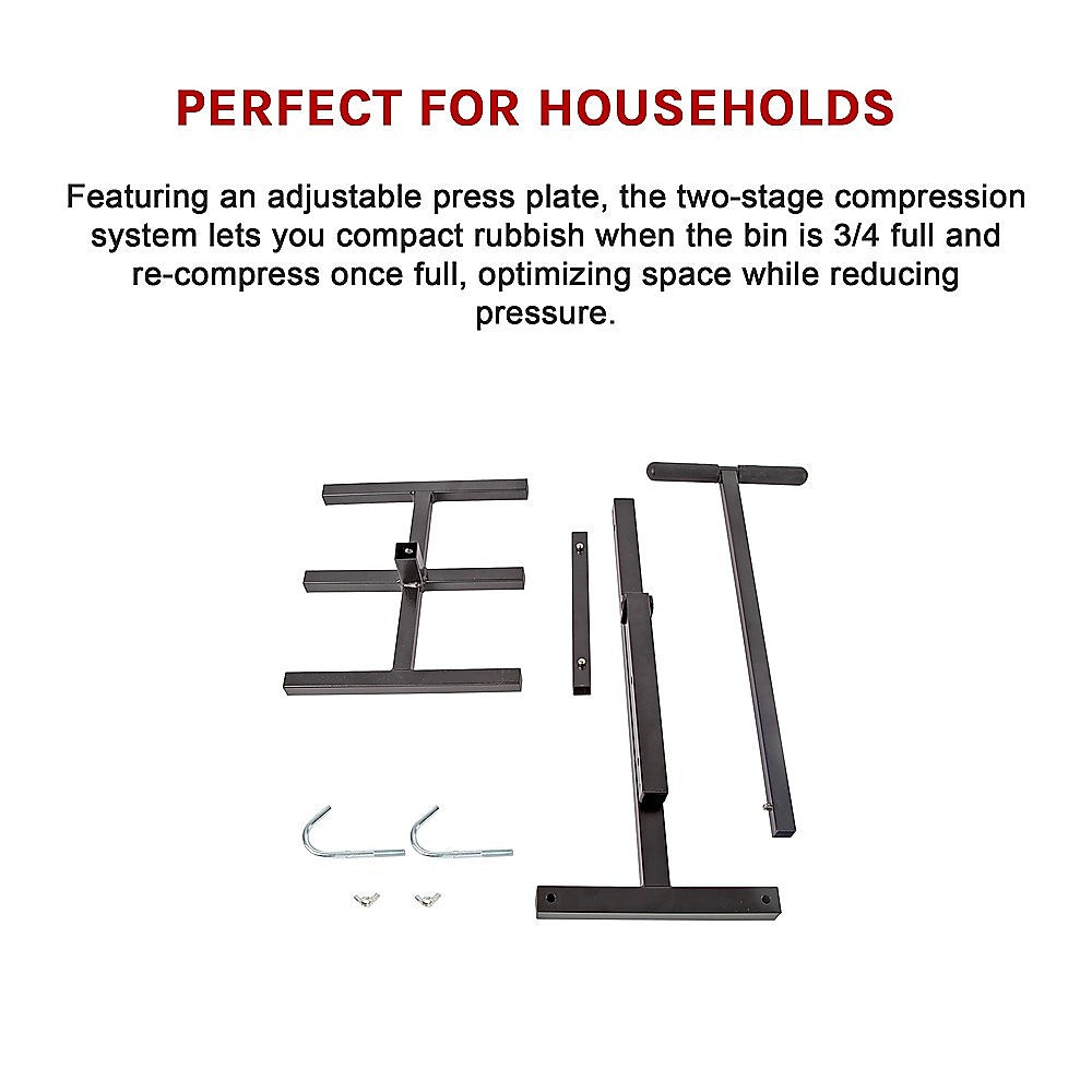 Wheelie Bin Compactor Manual Press Household Rubbish Trash Recycling Bins