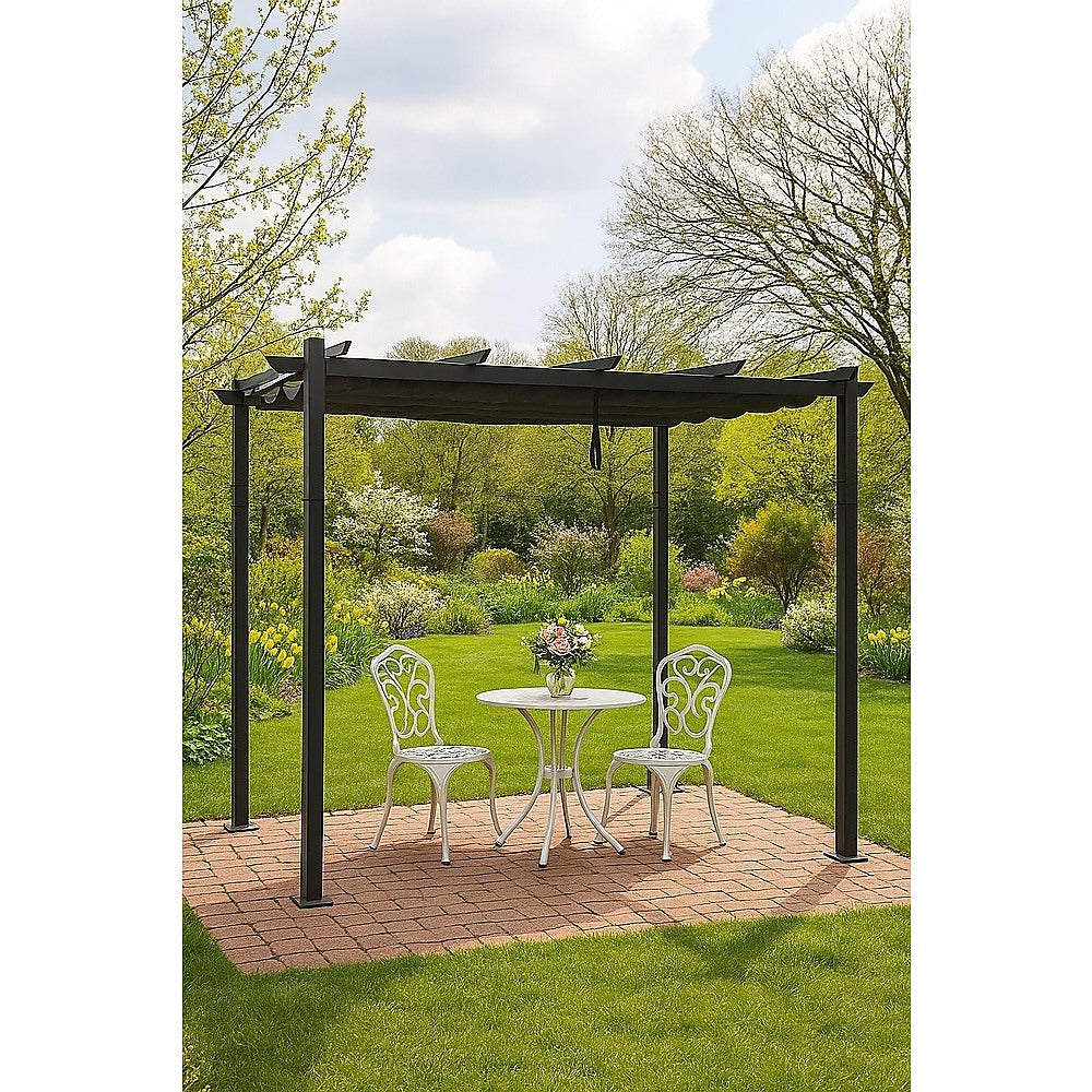 3x4M Aluminium Pergola Marquee with Retractable Roof – Garden Canopy