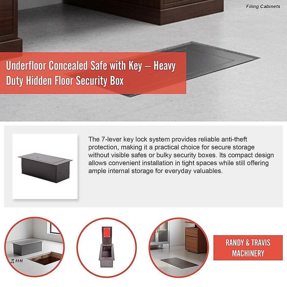 Underfloor Concealed Safe with Key – Heavy Duty Hidden Floor Security Box