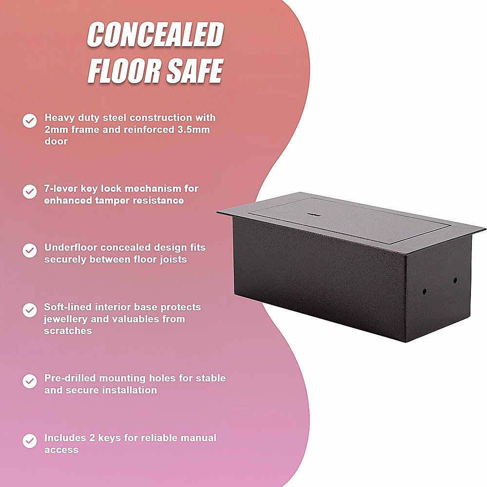 Underfloor Concealed Safe with Key – Heavy Duty Hidden Floor Security Box
