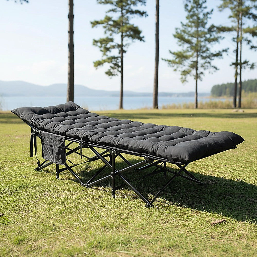 Camping Bed Elevated Cot with Mattress Foldable Outdoor Adult Sleeping