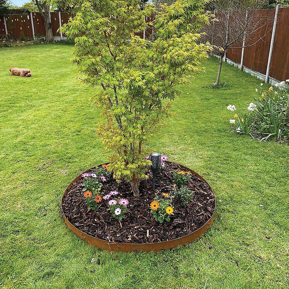 60cm Steel Garden Tree Ring with Spikes – Heavy-Duty Root Barrier & Edging