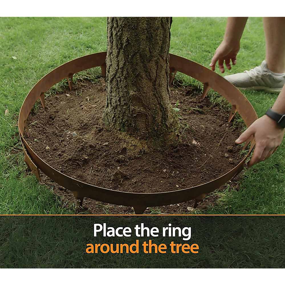 60cm Steel Garden Tree Ring with Spikes – Heavy-Duty Root Barrier & Edging
