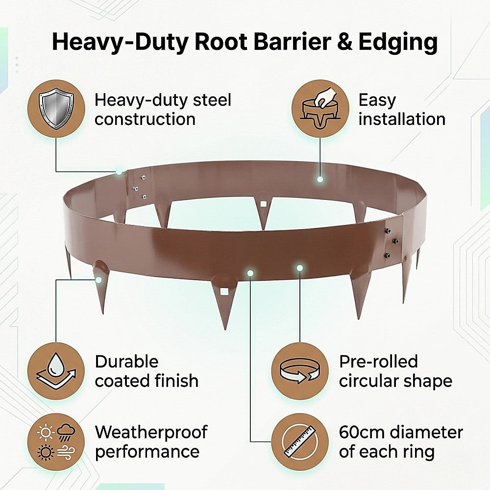 60cm Steel Garden Tree Ring with Spikes – Heavy-Duty Root Barrier & Edging