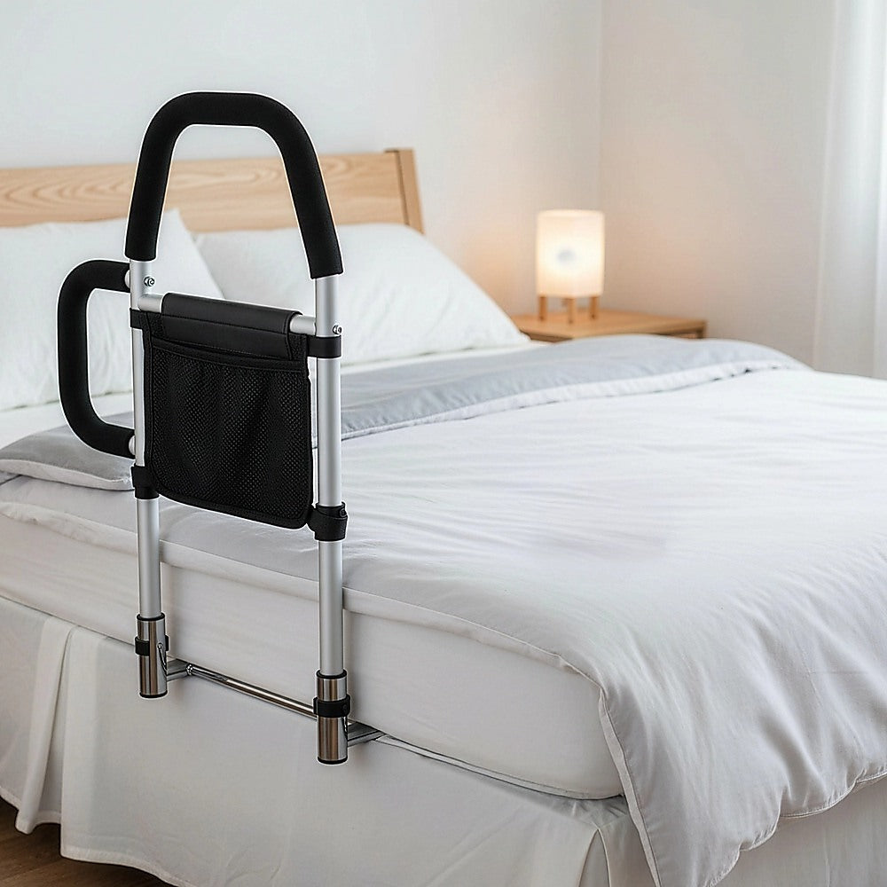 Adjustable Bed Rail – Bedside Handle with Storage Pocket & Safety Strap