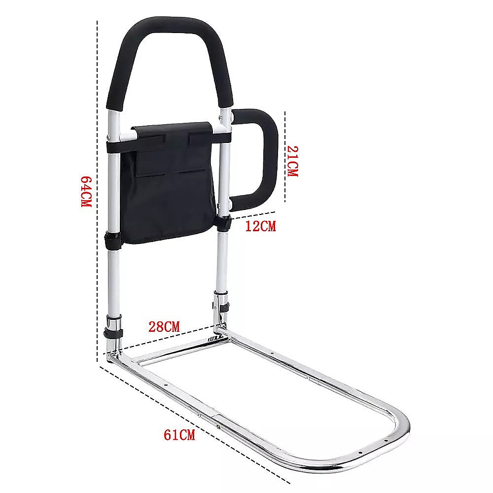 Adjustable Bed Rail – Bedside Handle with Storage Pocket & Safety Strap