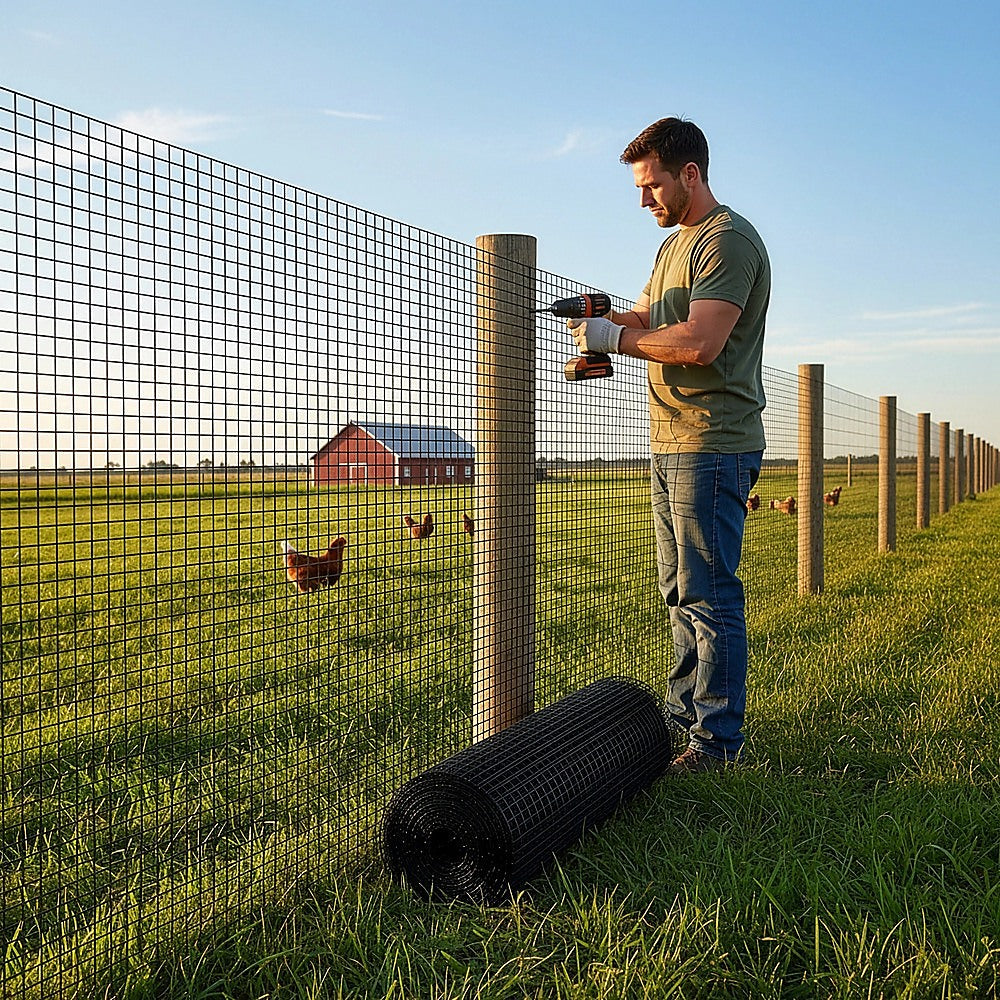30m Black Chicken Wire Mesh Roll – Heavy Duty Aviary Netting & Garden Fencing for Poultry Enclosures