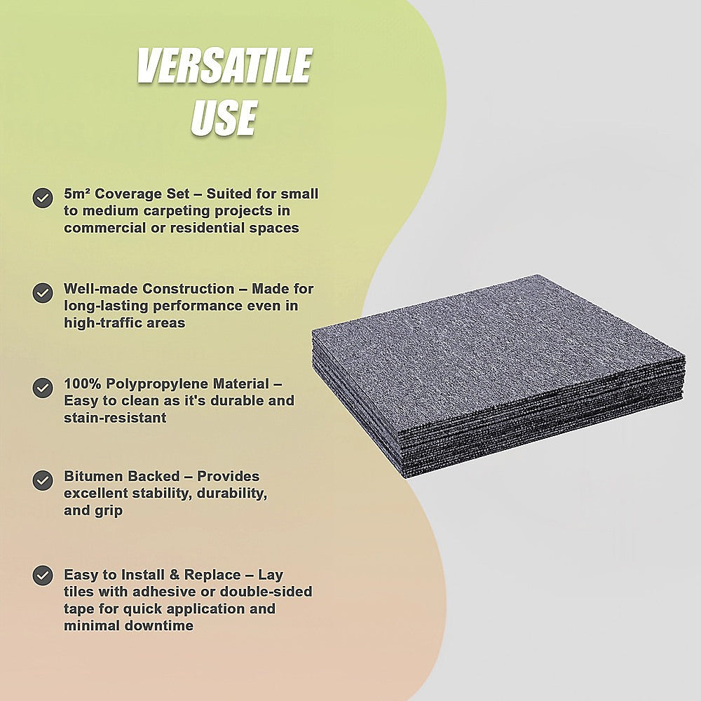5m² Light Grey Carpet Tiles Set – Commercial & Domestic Flooring for Office, Retail, Home