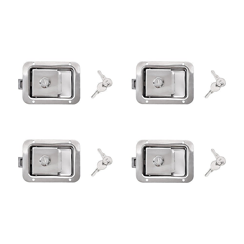 4 x Toolbox Lock Steel Paddle Handles – Heavy Duty Trailer Door Latch Set for Ute & Tool Cabinets