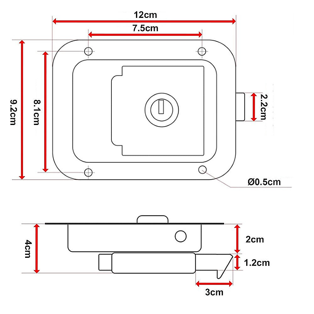 4 x Toolbox Lock Steel Paddle Handles – Heavy Duty Trailer Door Latch Set for Ute & Tool Cabinets