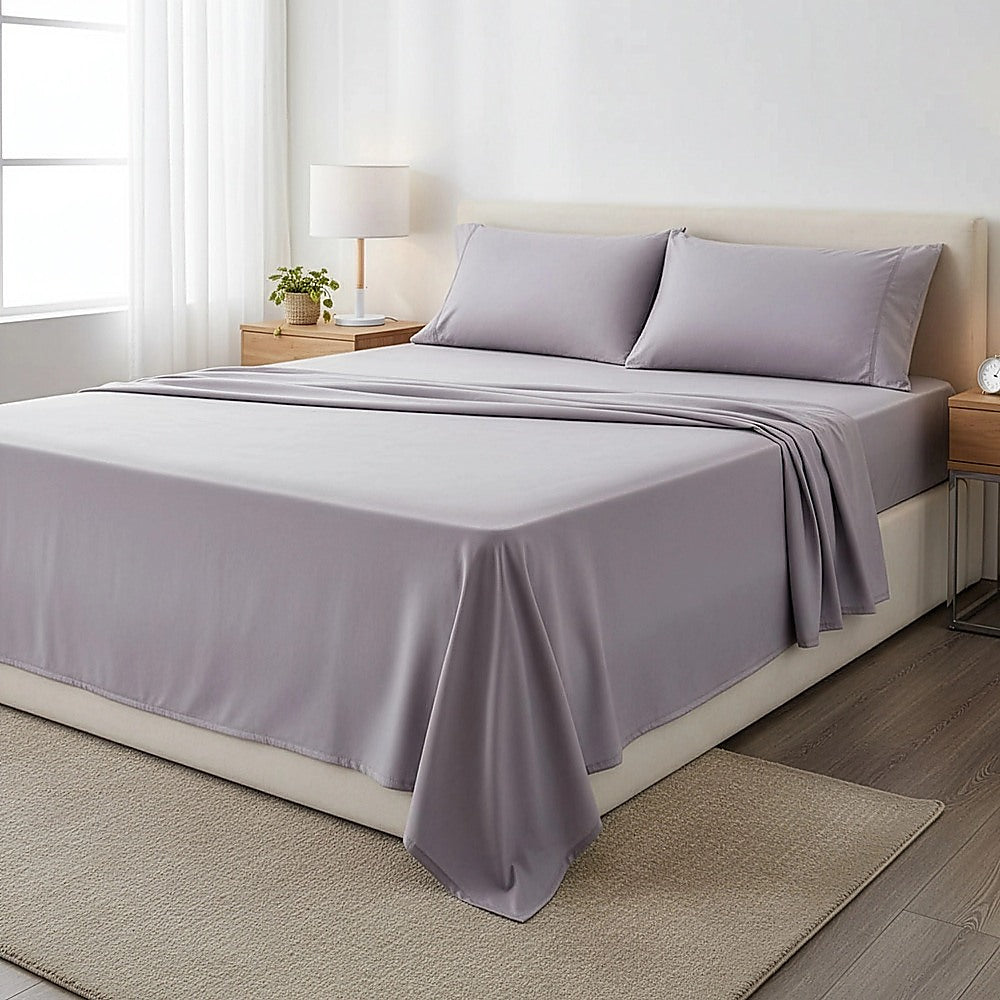 Queen Bed Sheet Set – 1800 Series Microfiber, Deep Pocket, Soft & Breathable, Grey